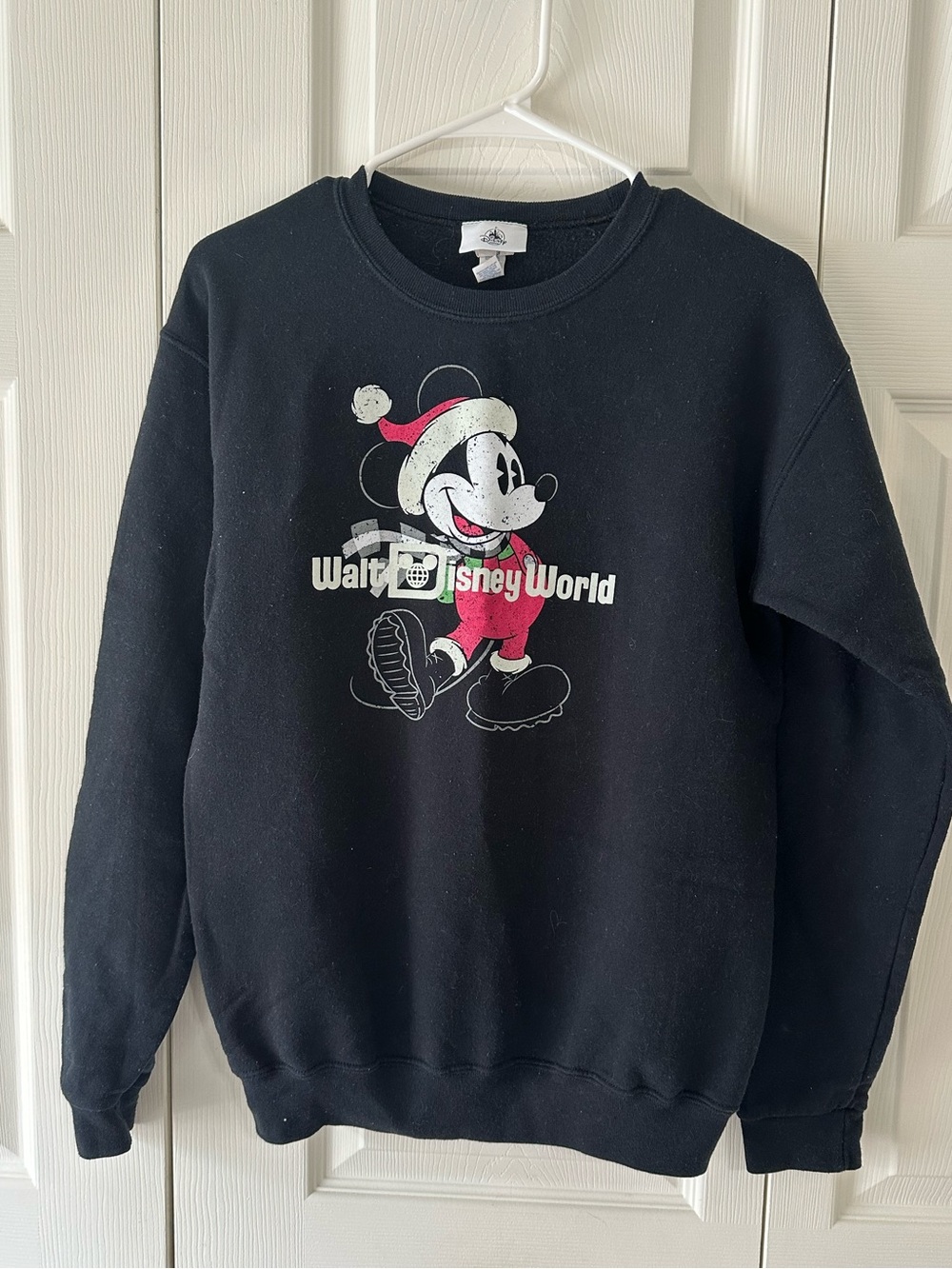 Disney Parks Black Crewneck Sweatshirt with Festive Mickey Mouse Graphic